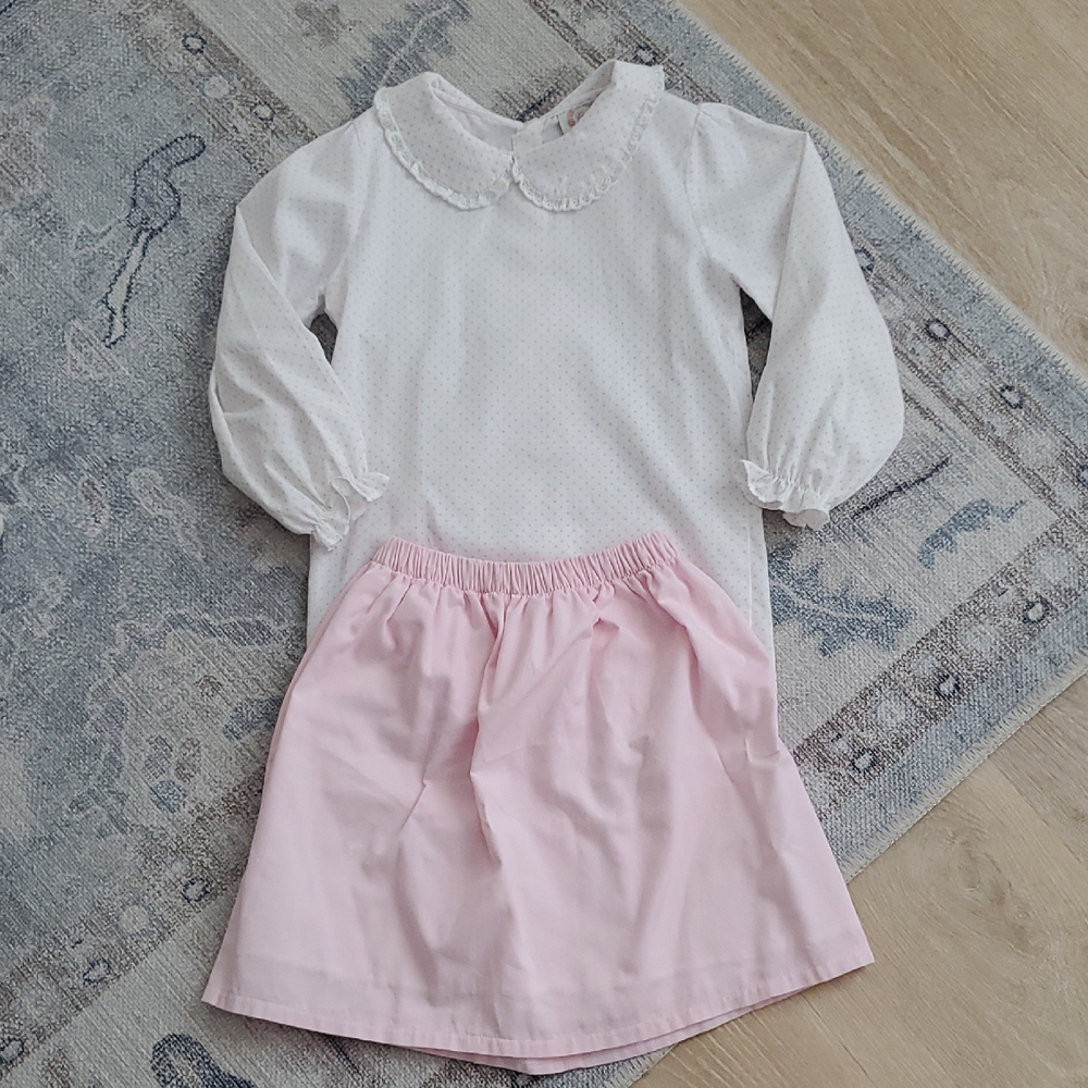 Cecil And Lou Girls Polka Dot Shirt And Pink Skirt Set Sz7